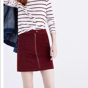 Madewell Studio Zip Skirt in Velvet